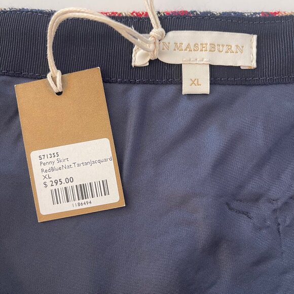 Ann Mashburn: Plaid Penny Skirt Red/Blue/Natural Tartan Jacquard XL - Picture 5 of 7
